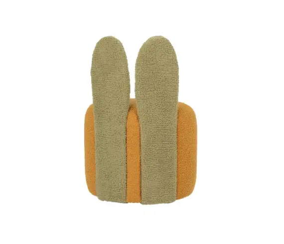 Bani Tavşan Kulaklı Puf Safran/Yeşil