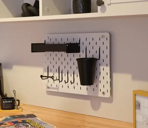 Çalışma Masası Pegboard Seti Gri-Siyah